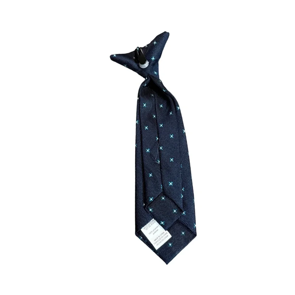 NWOT Boy Clip On Navy Blue Tie White Star 8